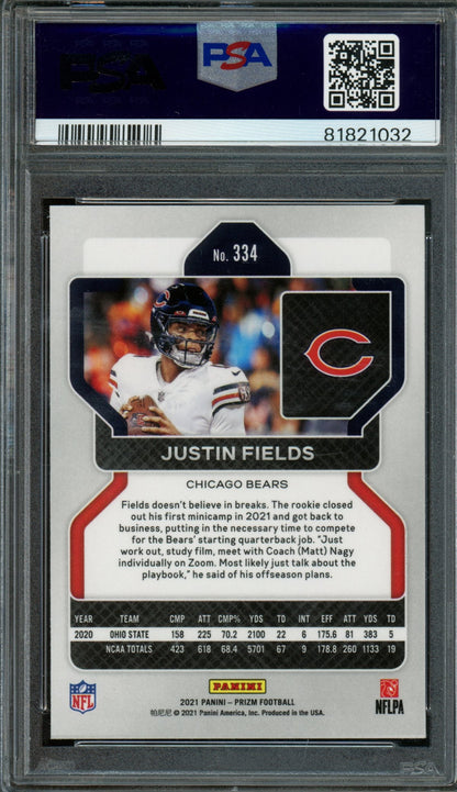 2021 Panini Prizm Justin Fields Rookie RC #334 PSA 10 Chiefs