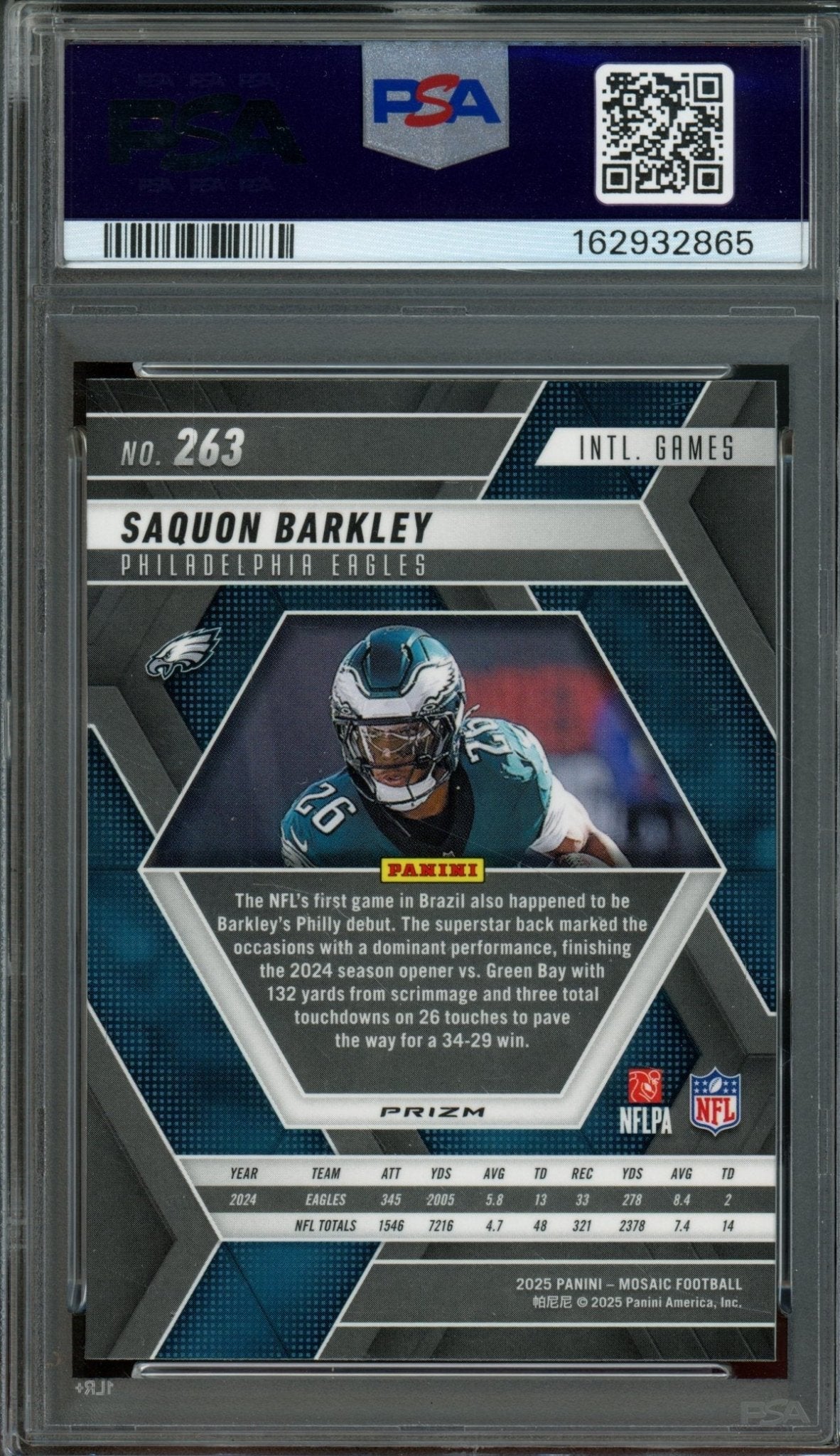 2025 Panini Mosaic Saquon Barkley Genesis Brazil Games SP PSA 10 Eagles - Trading Card Market