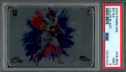 2024 Panini One Bo Nix Rookie RC Color Blast SSP #CB-BNX PSA 9 Broncos