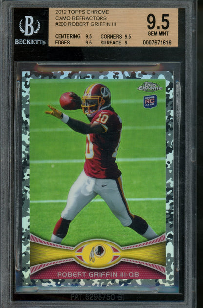 2012 Topps Chrome Robert Griffin III Rookie RC Camo Refractor /499 BGS 9.5 Commanders