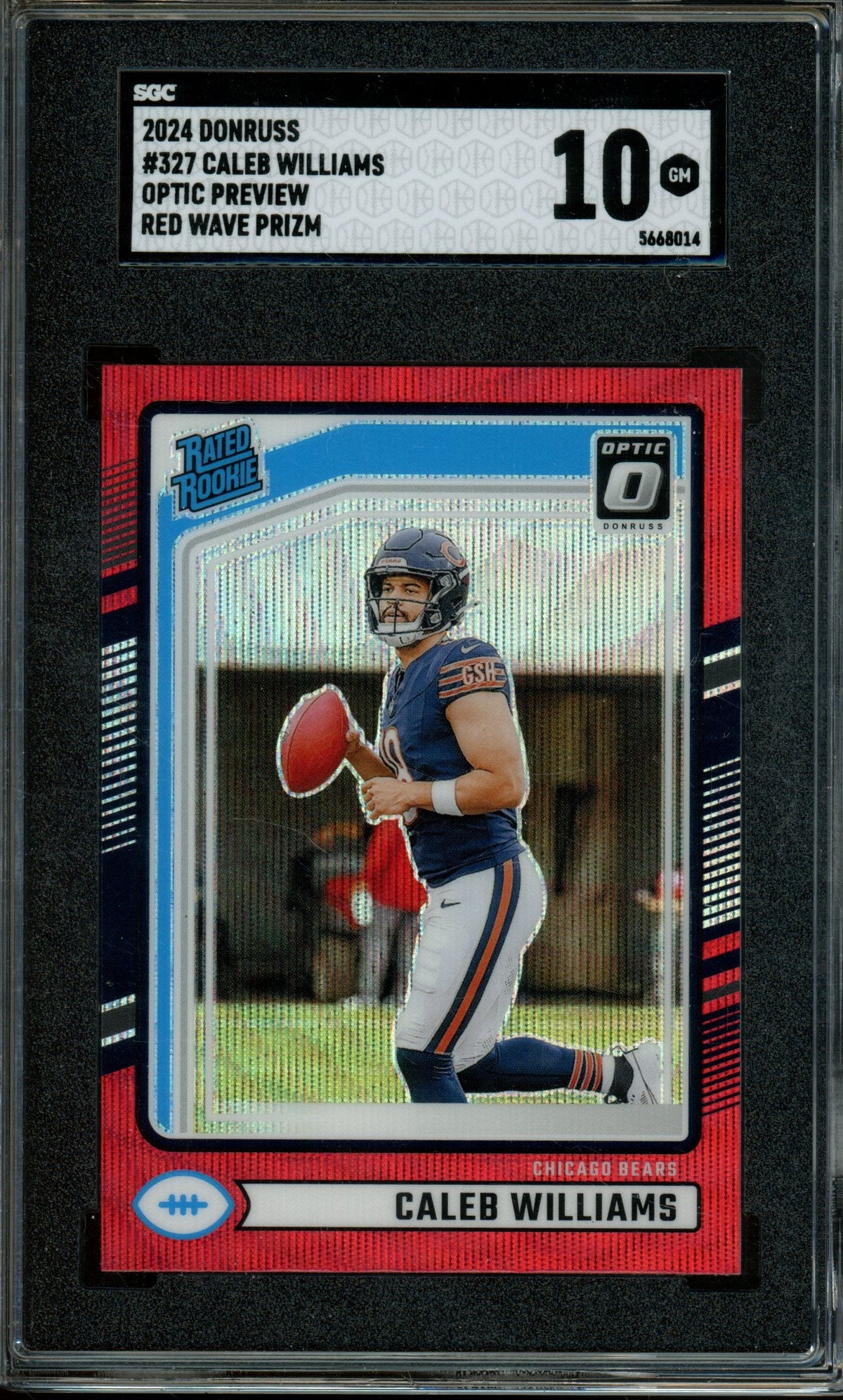 2024 Panini Donruss Caleb Williams Prated Rookie Preview Red Wave SGC 10 Bears