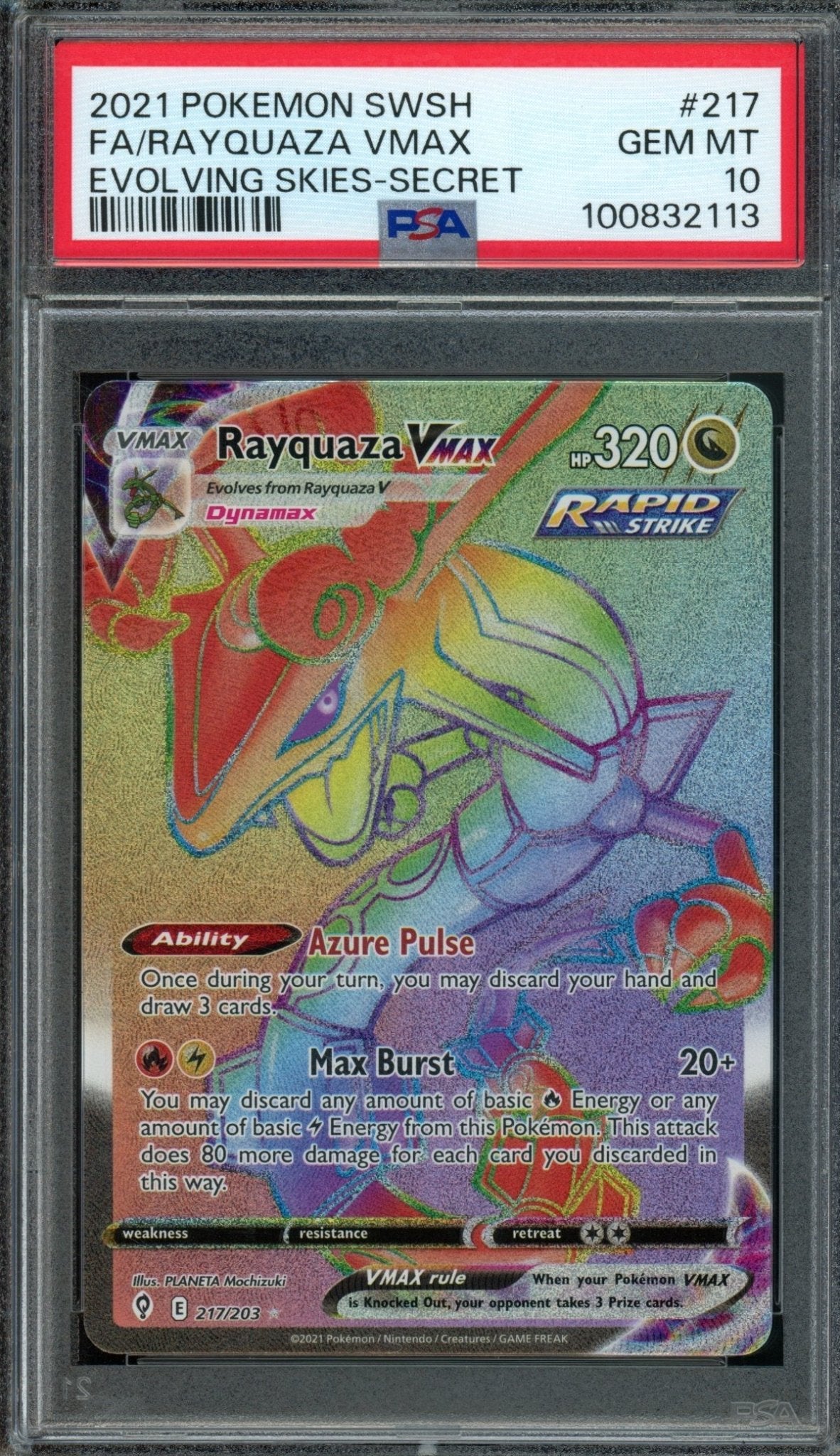 2021 Pokemon Evolving Skies Rayquaza VMAX 217/203 PSA 10 - Trading Card Market