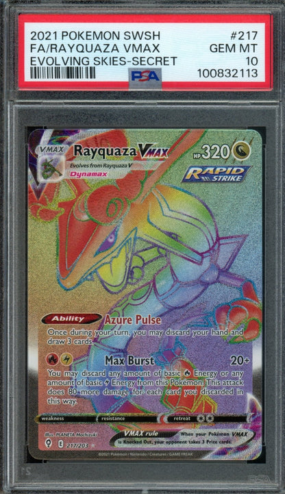 2021 Pokemon Evolving Skies Rayquaza VMAX 217/203 PSA 10 - Trading Card Market