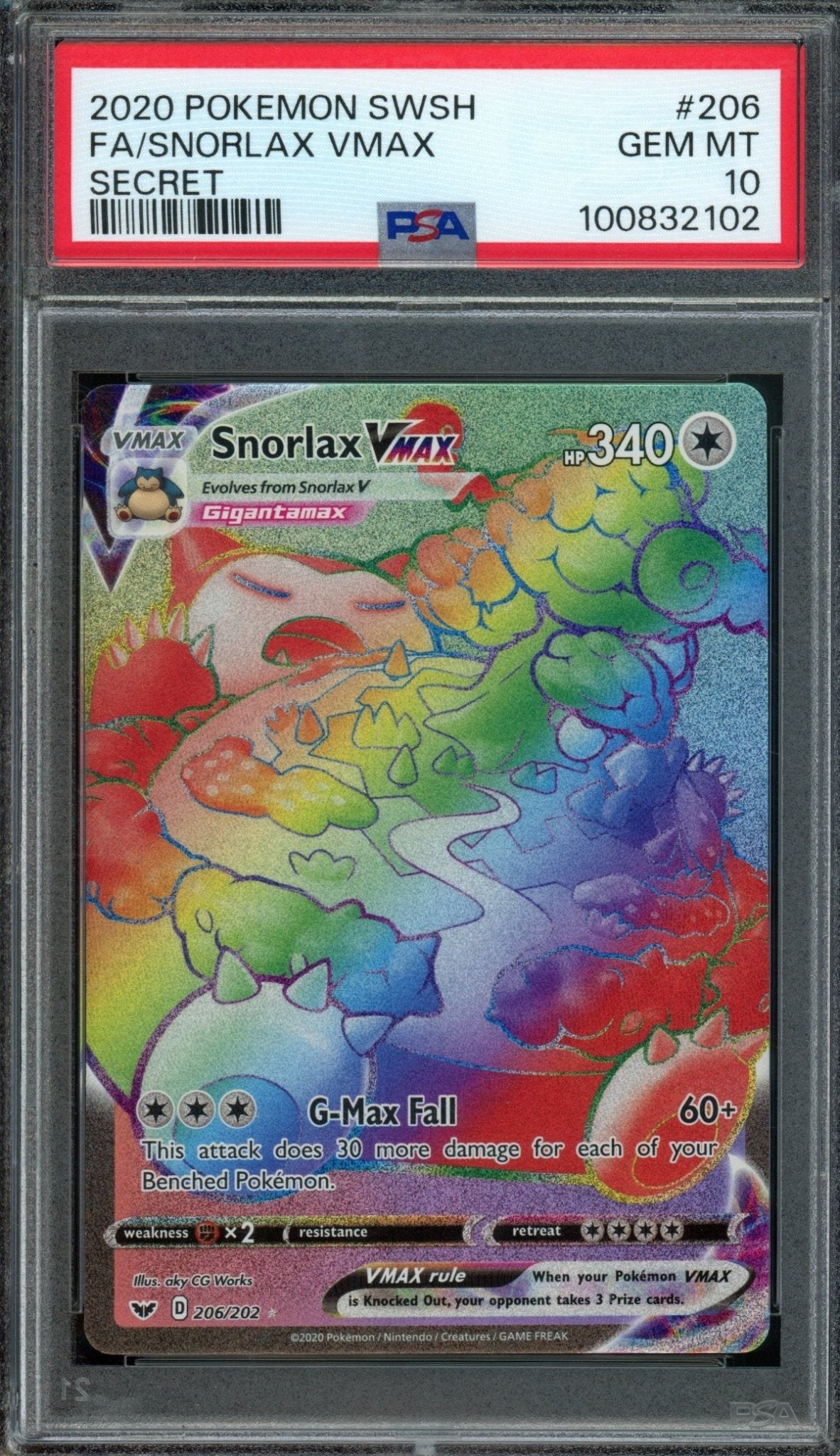2020 Pokemon Fusion Strike Snorlax VMAX 206/202 PSA 10 - Trading Card Market