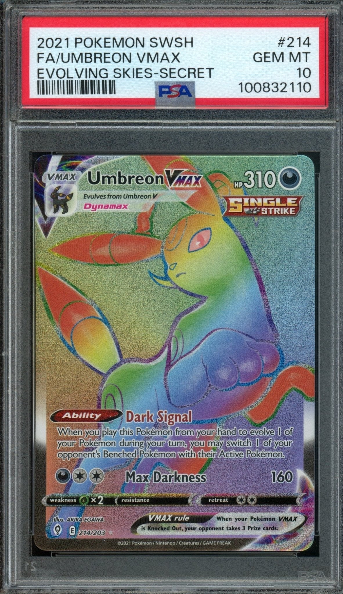2021 Pokemon Evolving Skies Umbreon VMAX 214/203 PSA 10 - Trading Card Market