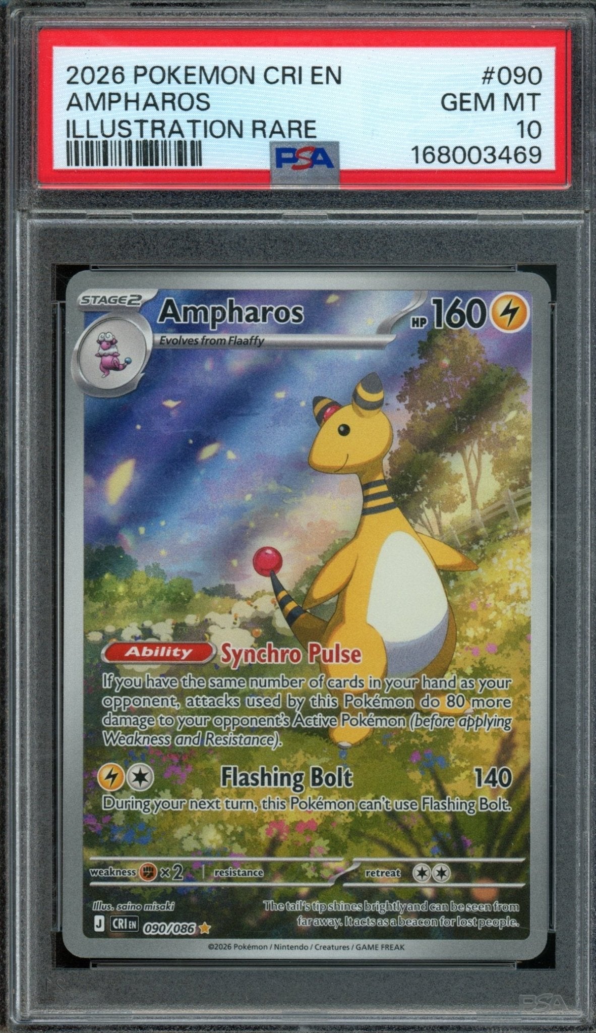 2026 Pokemon Chaos Rising Ampharos 090/086 PSA 10 - Trading Card Market