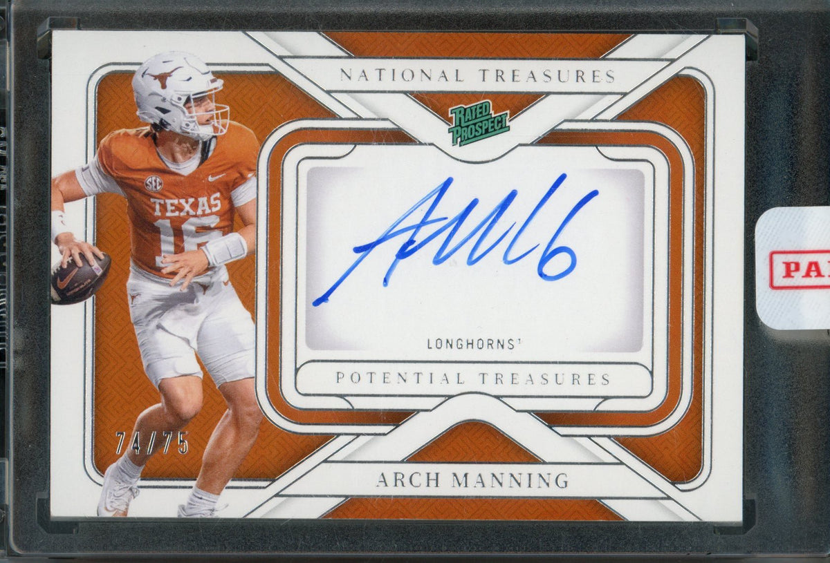 2025 Panini National Treasures Arch Manning Rated Prospect Potential Treasures Autograph /75 Longhorns - Trading Card Market