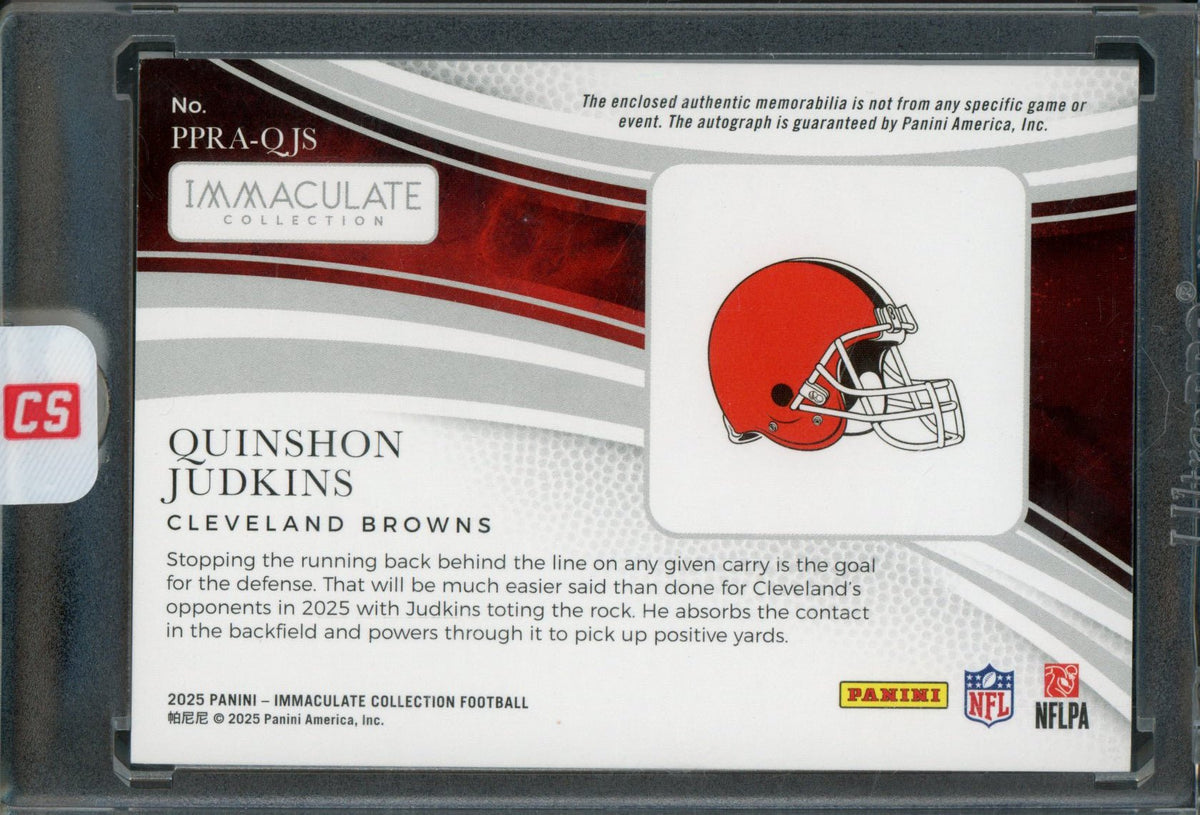 2025 Panini Immaculate Quinshon Judkins Rookie Premium Jersey Relic Autograph /25 Browns - Trading Card Market