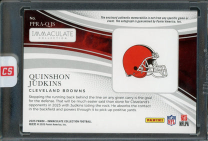 2025 Panini Immaculate Quinshon Judkins Rookie Premium Jersey Relic Autograph /25 Browns - Trading Card Market