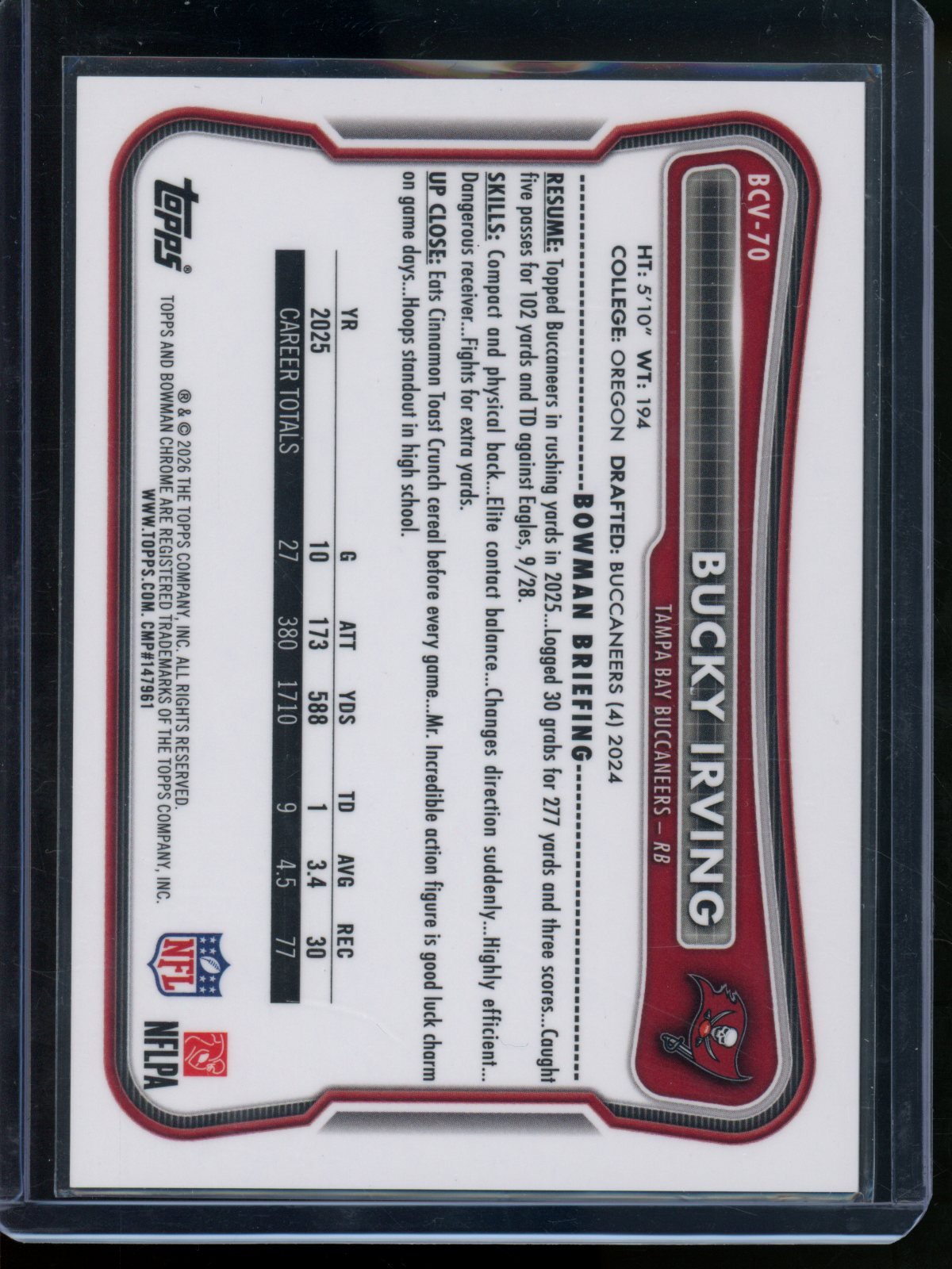 2026 Bowman Chrome Bucky Irving Orange Shimmer Refractor /25 Buccaneers - Trading Card Market