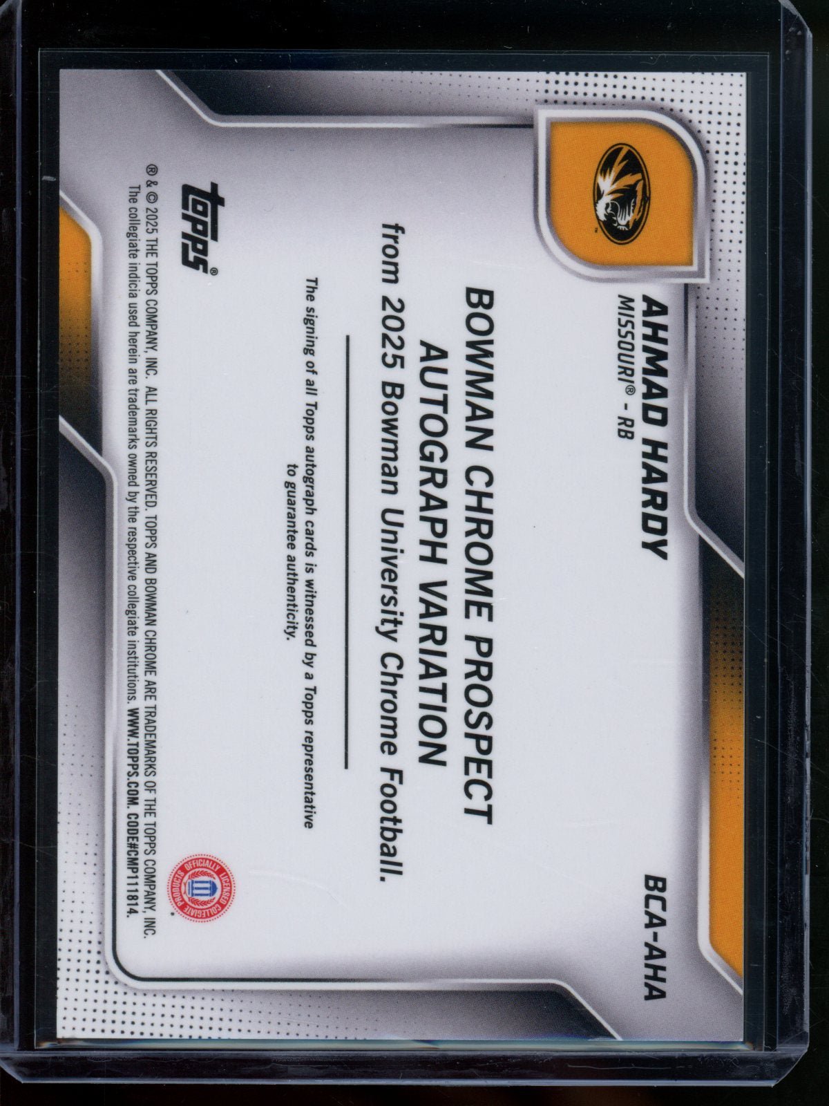 2025 Bowman Chrome Ahmad Hardy 1st Purple Refractor Autograph /75 Mizzou - Trading Card Market