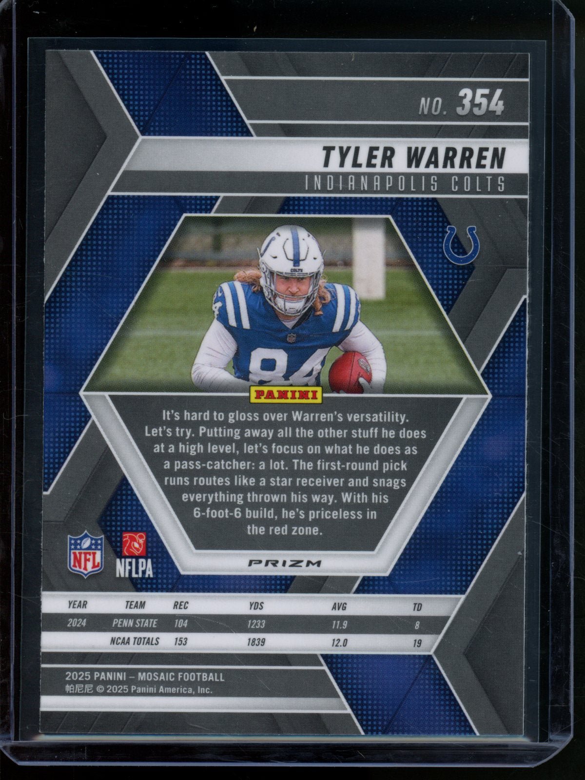 2025 Panini Mosaic Tyler Warren Rookie RC Honeycomb SSP Colts - Trading Card Market