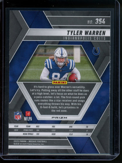 2025 Panini Mosaic Tyler Warren Rookie RC Honeycomb SSP Colts - Trading Card Market