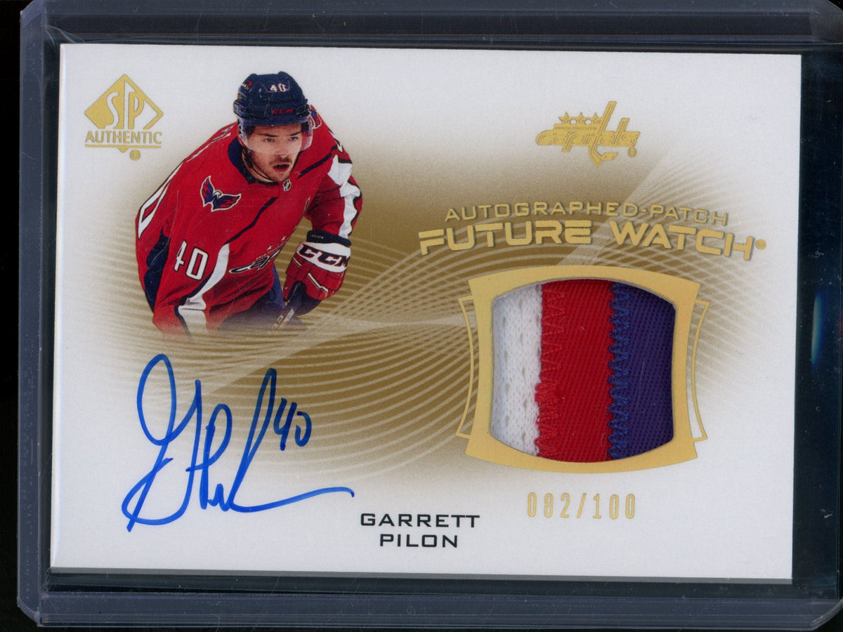 2021/22 Upper Deck SP Authentic Garrett Pilon Future Watch Jersey Relic Autograph /100 Capitals (B) - Trading Card Market