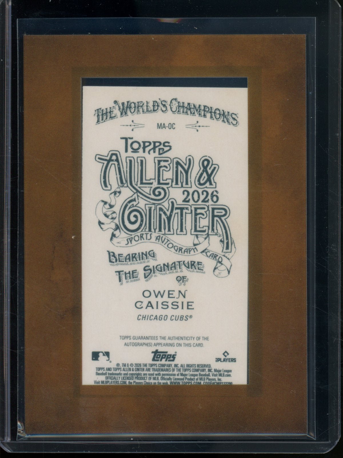 2026 Topps Allen and Ginter Owen Caissie Rookie RC Mini Autograph Cubs - Trading Card Market