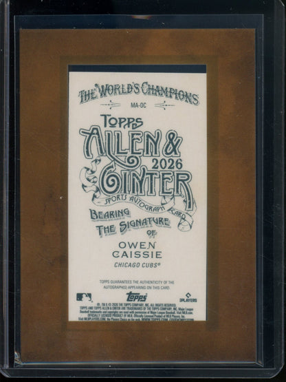2026 Topps Allen and Ginter Owen Caissie Rookie RC Mini Autograph Cubs - Trading Card Market