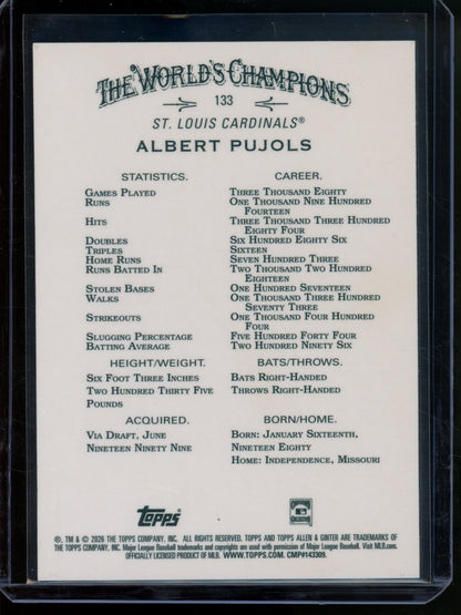 2026 Topps Allen and Ginter Albert Pujols Purple Refractor /75 Cardinals - Trading Card Market