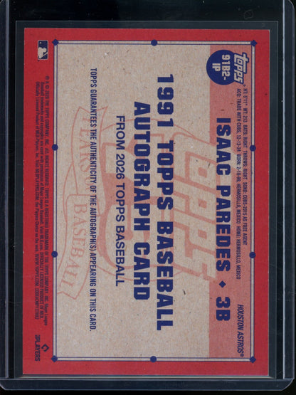 2026 Topps Flagship Isaac Paredes 91' Orange Autograph /25 Astros - Trading Card Market