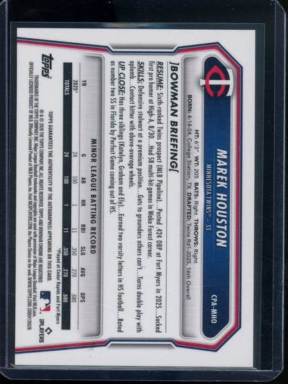2026 Bowman Chrome Marek Houston 1st Autograph Twins - Trading Card Market