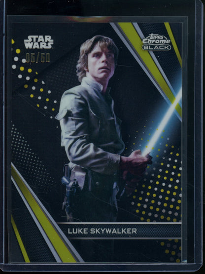 2023 Topps Chrome Black Star Wars Luke Skywalker Gold Refractor /50 #49
