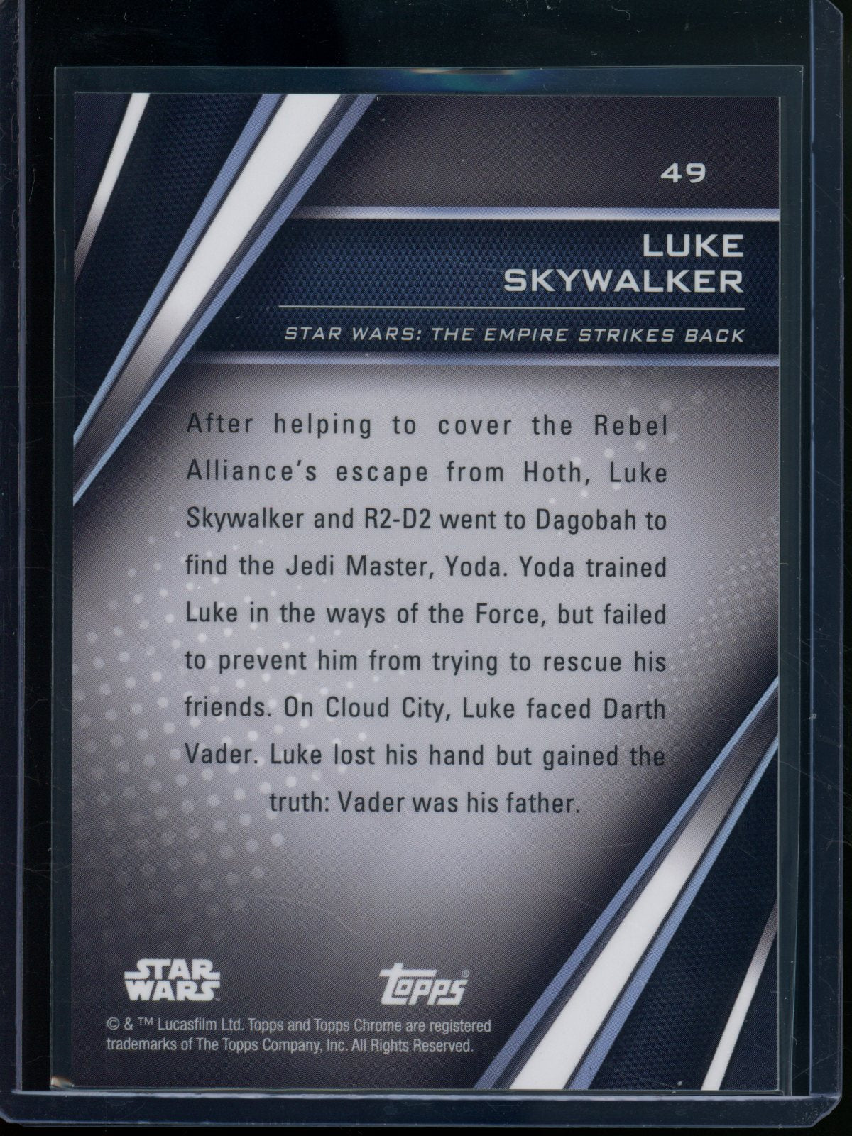 2023 Topps Chrome Black Star Wars Luke Skywalker Gold Refractor /50 #49