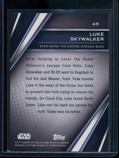2023 Topps Chrome Black Star Wars Luke Skywalker Gold Refractor /50 #49