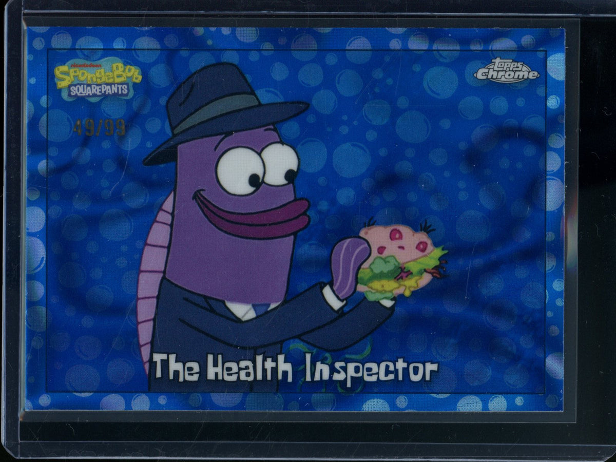 2025 Topps Chrome Spongebob The Health Inspector Blue Refractor /99 #94