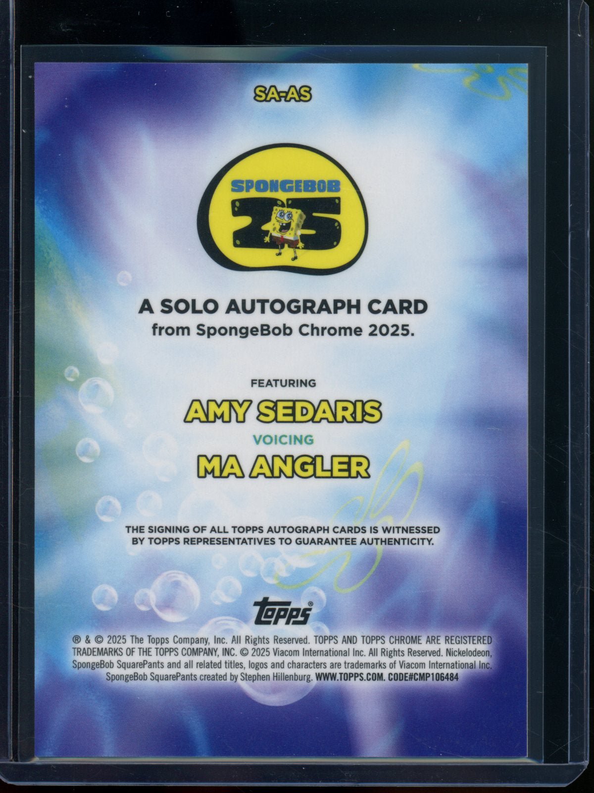 2025 Topps Chrome Spongebob Amy Sedaris Ma Angler Refractor Autograph #SA-AS - Trading Card Market