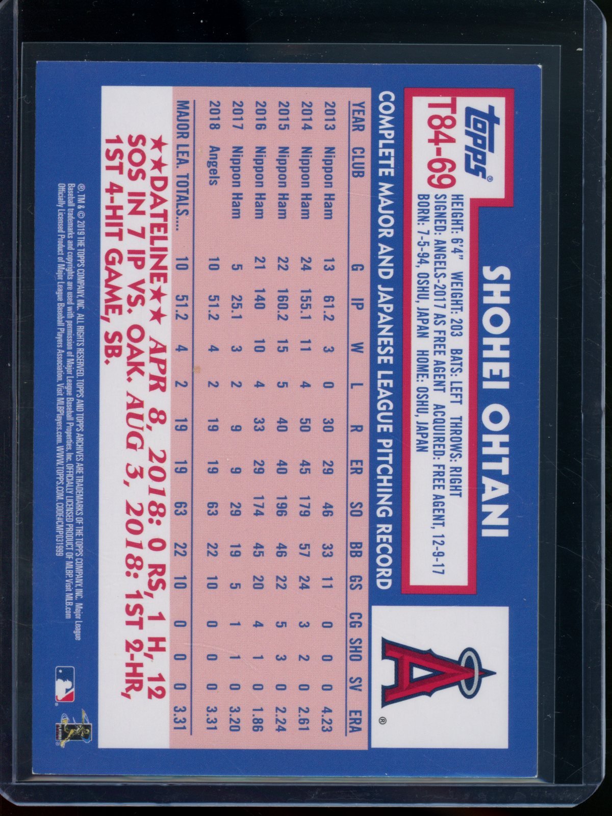 2019 Topps Flagship Shohei Ohtani #T84-69 Angels - Trading Card Market