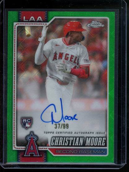 2026 Topps Chrome Logofractor Christian Moore Rookie RC Green Autograph /99 Angels - Trading Card Market