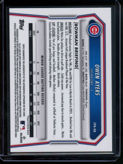 2026 Bowman Chrome Owen Ayers 1st Autograph Cubs - Trading Card Market