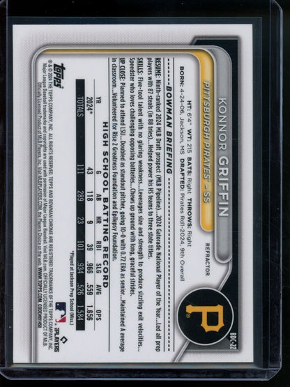 2024 Bowman Chrome Konnor Griffin 1st Refractor Pirates (D) - Trading Card Market