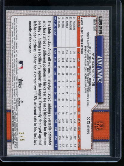 2026 Topps Flagship Andy Ibanez Red Sandglitter /5 Mets - Trading Card Market