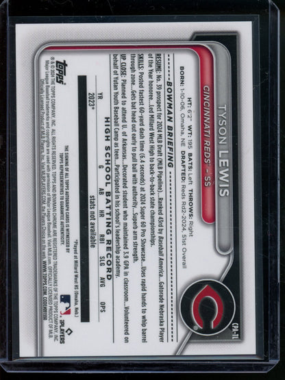 2024 Bowman Chrome Tyson Lewis 1st Autograph Reds - Trading Card Market