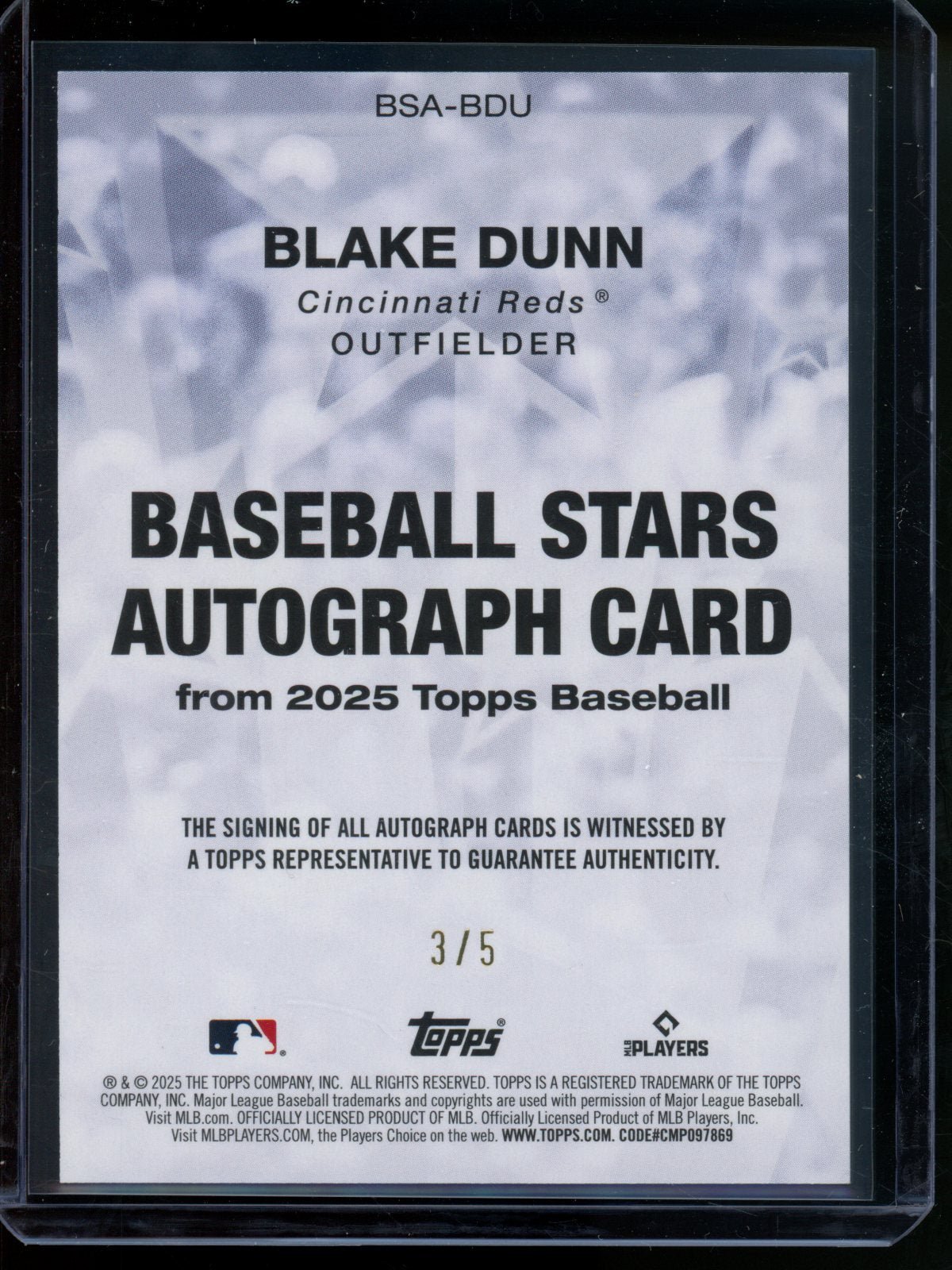 2025 Topps Flagship Blake Dunn Rookie RC Baseball Stars Autograph /5 Reds - Trading Card Market
