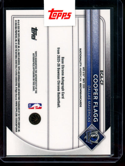 2025/26 Bowman Chrome Cooper Flagg Mini Diamond Rookie Autograph /100 Mavericks