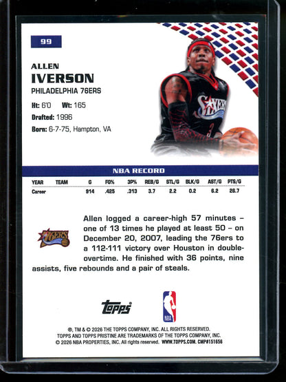 2025/26 Topps Pristine Allen Iverson Primaries Refractor /10 76ers