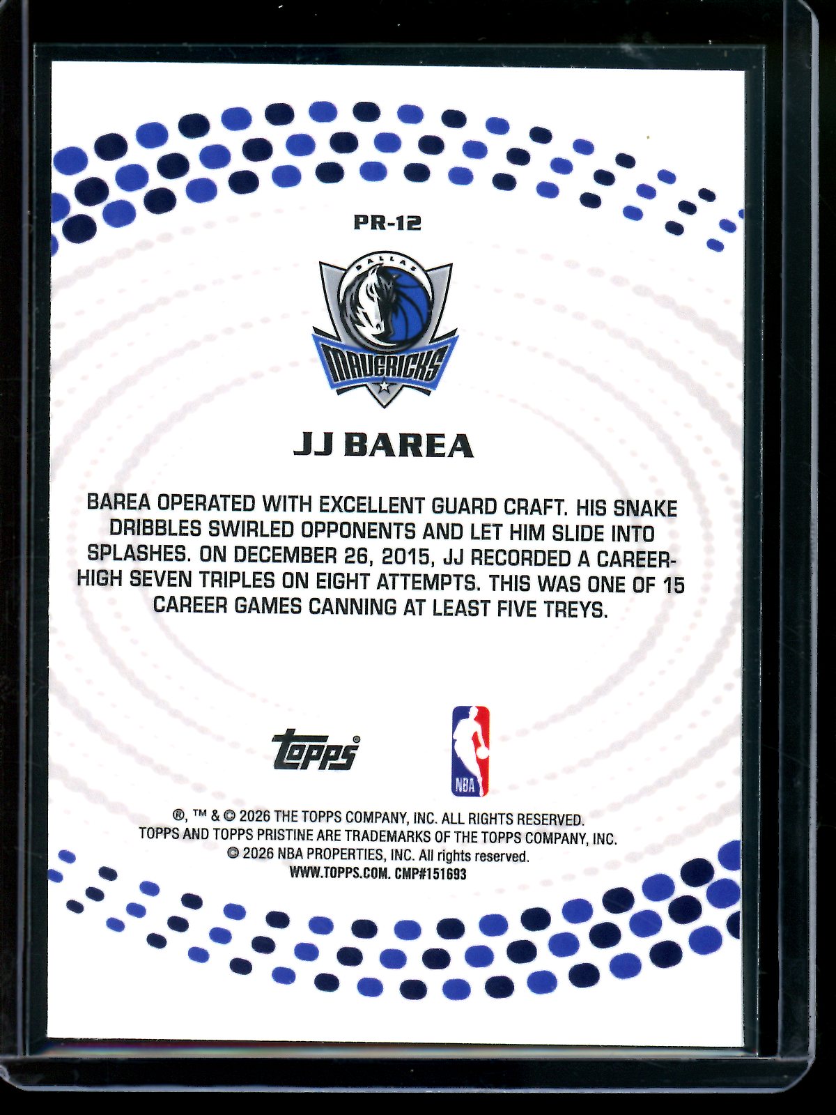 2025/26 Topps Pristine JJ Barea Precisionaries Green Refractor /150 Mavericks