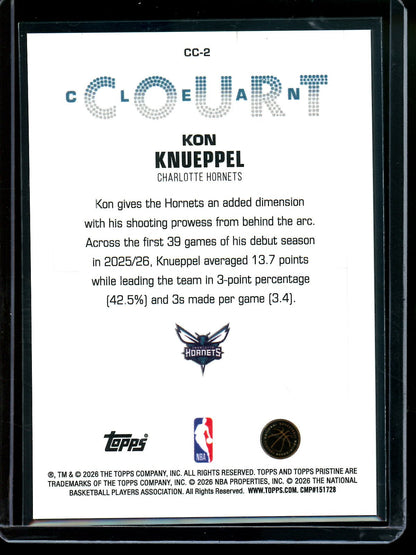 2025/26 Topps Pristine Kon Knueppel Rookie Clean Court Case Hit Hornets