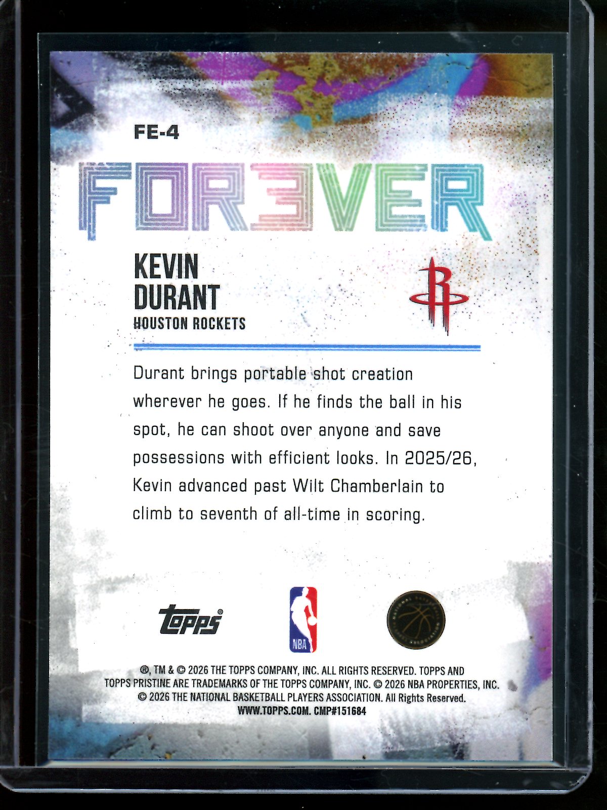 2025/26 Topps Pristine Kevin Durant For/Ever Green Refractor /150 Rockets