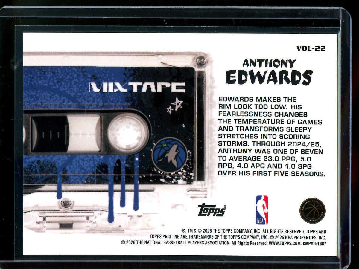 2025/26 Topps Pristine Anthony Edwards Mixtape Case Hit SSP #VOL/22 Timberwolves