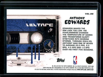 2025/26 Topps Pristine Anthony Edwards Mixtape Case Hit SSP #VOL/22 Timberwolves