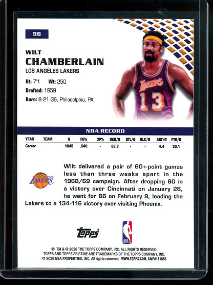 2025/26 Topps Pristine Wilt Chamberlain Aqua Refractor /199 Lakers (A)