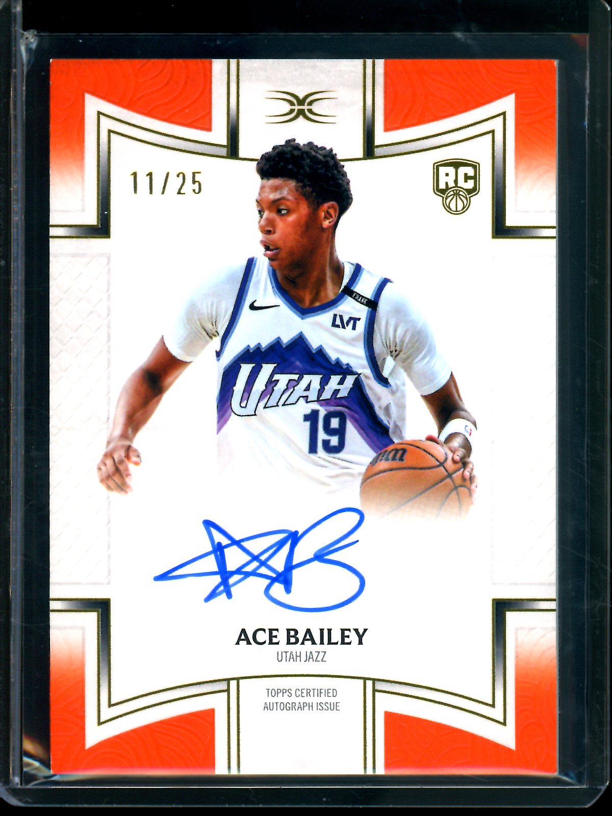 2025/26 Topps Definitive Ace Bailey Rookie Orange Definitive Signs Autograph /25 Jazz