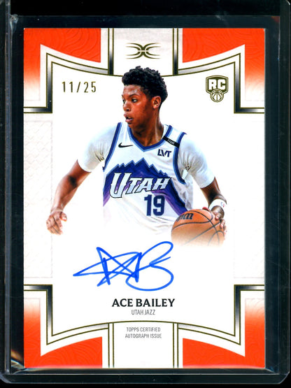 2025/26 Topps Definitive Ace Bailey Rookie Orange Definitive Signs Autograph /25 Jazz