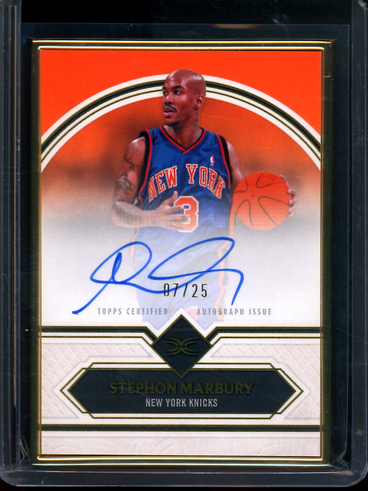2025/26 Topps Definitive Stephon Marbury Orange Framed Legends Autograph /25 Knicks