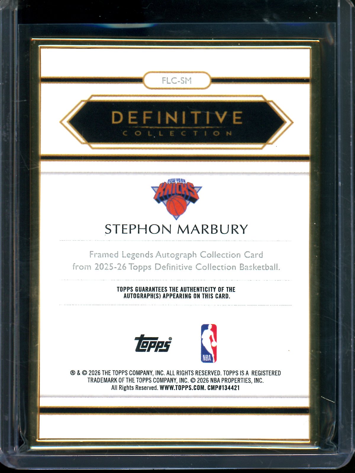2025/26 Topps Definitive Stephon Marbury Orange Framed Legends Autograph /25 Knicks