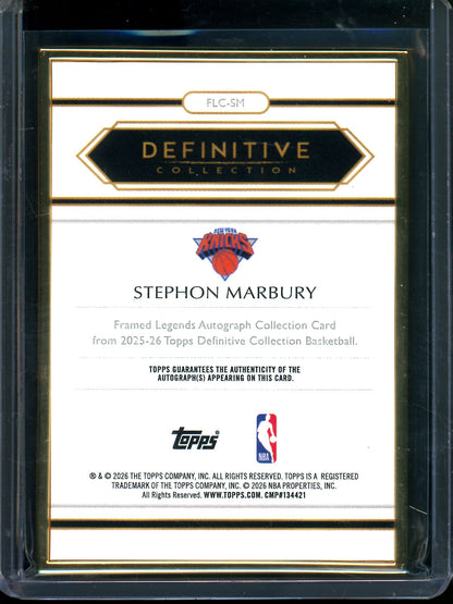 2025/26 Topps Definitive Stephon Marbury Orange Framed Legends Autograph /25 Knicks