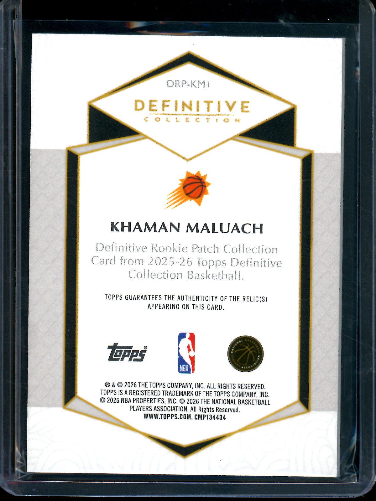 2025/26 Topps Definitive Khaman Maluach Red Rookie Patch /5 Suns