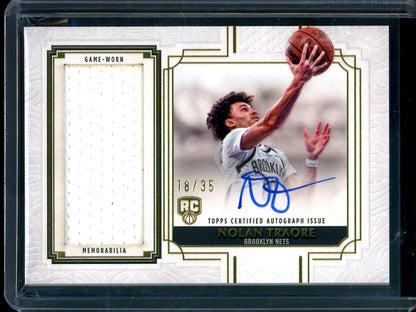 2025/26 Topps Definitive Nolan Traore Rookie Patch Autograph /35 Nets